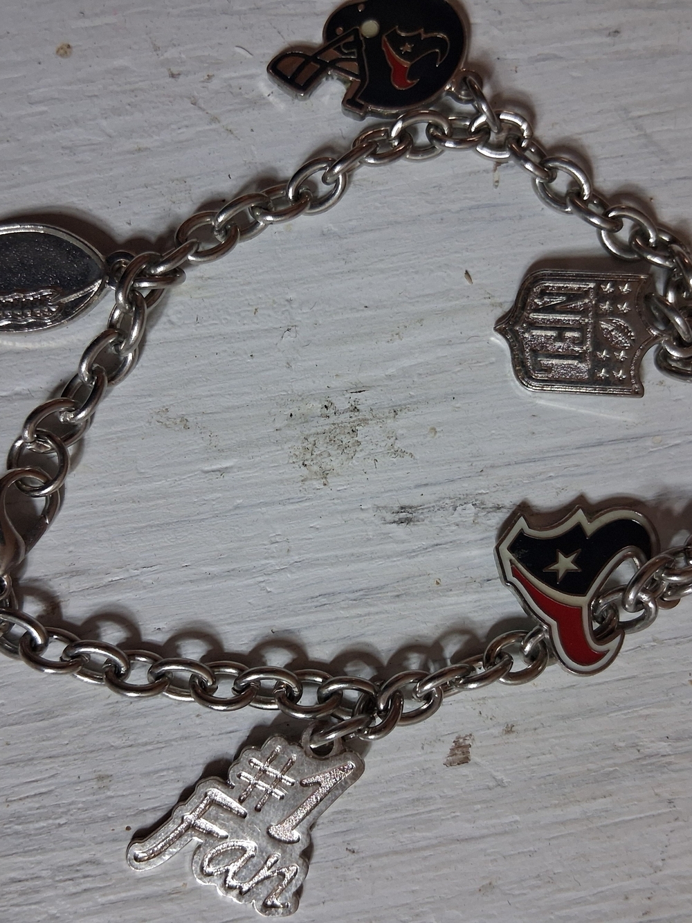 NFL Houston Texans Silver Charm Bracelet